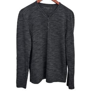 John Varvatos Gray Henley Long Sleeve Shirt Sz M